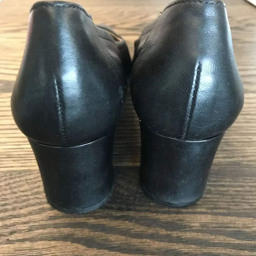 Paul Green Kami Black Soft Leather Block‎ Mid Heel Pointed Toe UK 5.5 US 8
